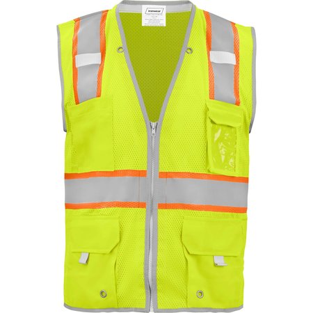 IRONWEAR Safety Vest Class 2 w/ Zipper, Radio Clips & Badge Holder (Lime/X-Large) 1241-LZ-RD-CID-XL